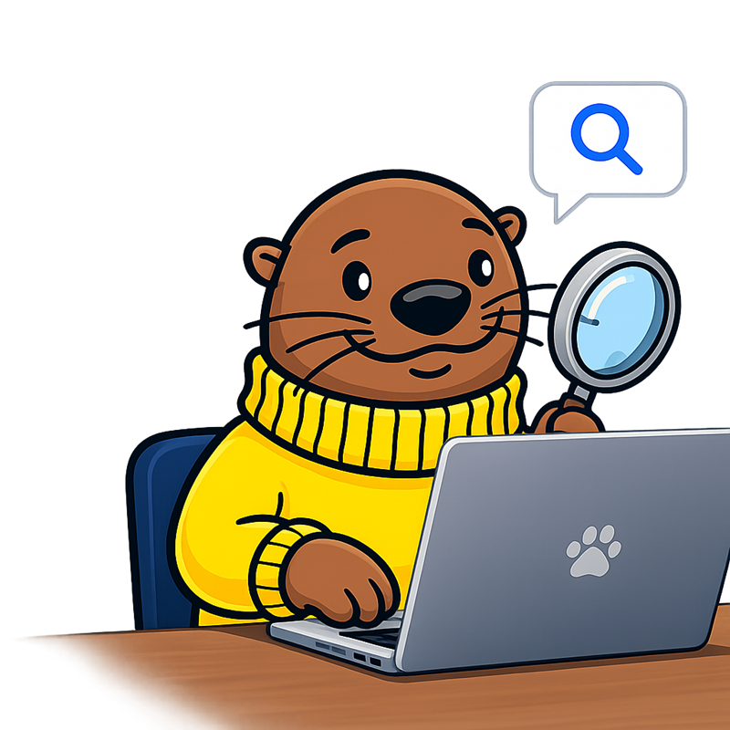 Curious otter at work